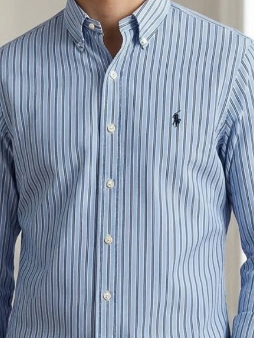 Ralph Lauren Boys Blue Striped Long Sleeve Button Down Shirt Size 5